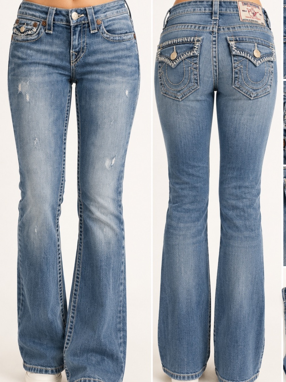 True Religion Women’s Distressed Bootcut Jeans Light Wash size 27